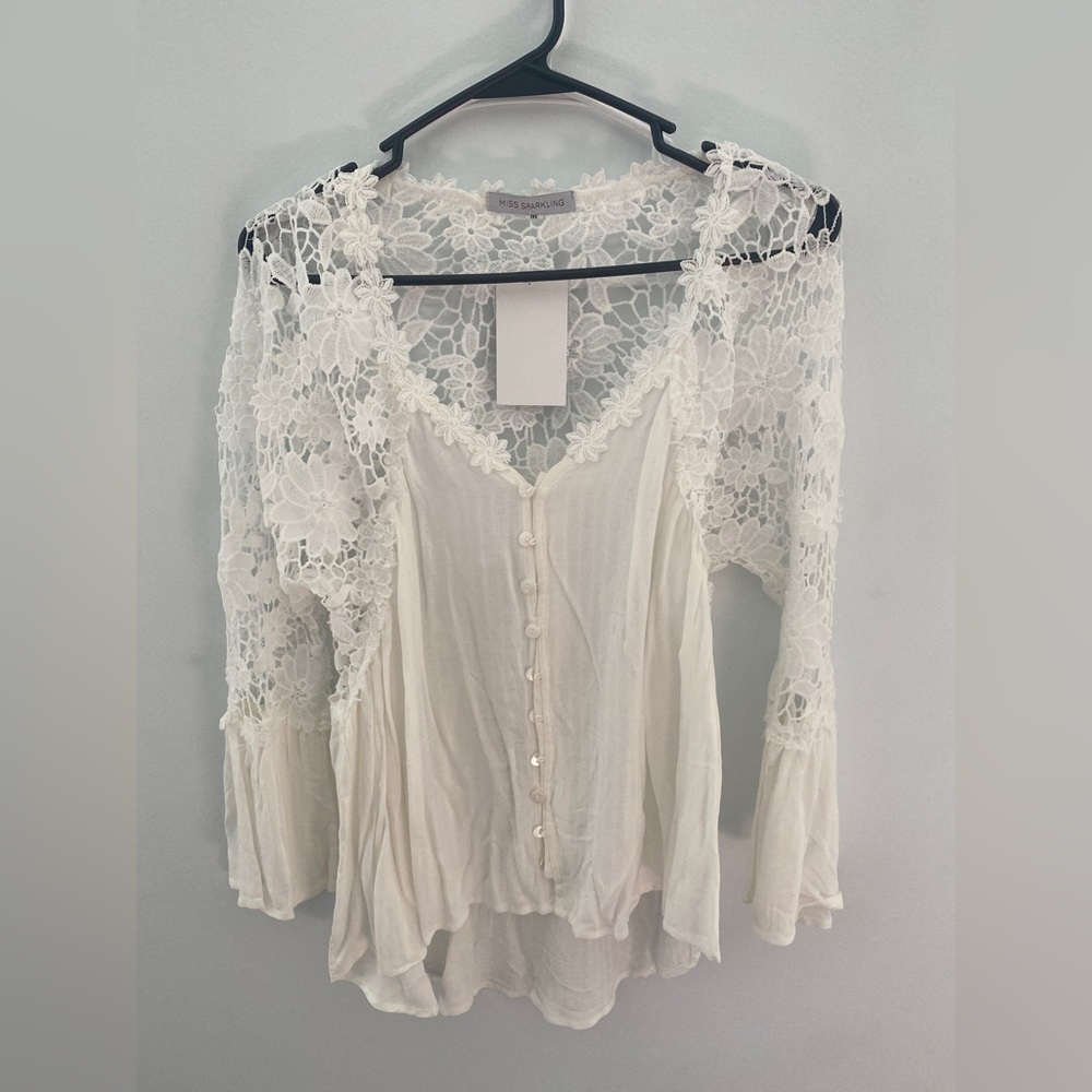 Lace back blouse